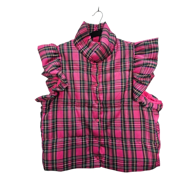 entro Jackets & Blazers - Entro Pink and Black Plaid Vest